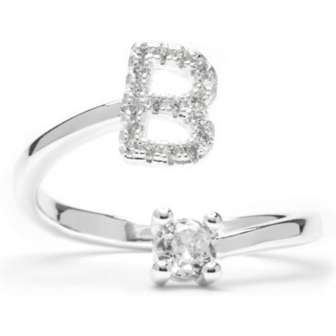 Luxenter Ring met glanzende zirkonia, zilveren afwerking - Alphabet