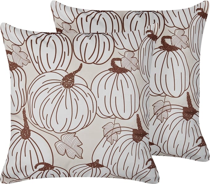 GOURD - Sierkussen set van 2 - Beige - 45 x 45 cm - Fluweel