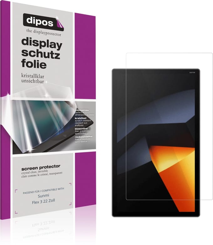 dipos – 2x Beschermfolie geschikt voor Sunmi Flex 3 22 Zoll | Krasbestendige & heldere Screenprotector Ultra-Thin