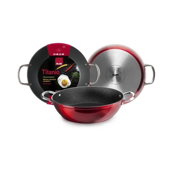 Poêle - IBILI - Honda - 28 cm - Aluminium - Antiadhésif - Rouge rouge