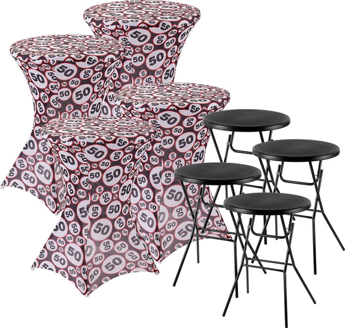 Bardi Stretch Statafelhoes - Statafelrok 4 Stuks - 80 x 110 cm. 50 Jaar Print