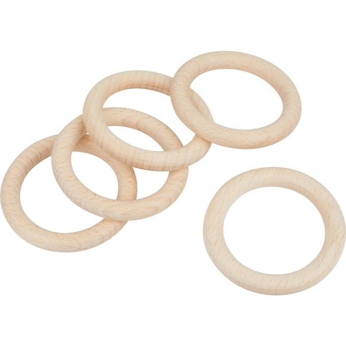 Houten ringen - Ø 70 mm, 5 stuks