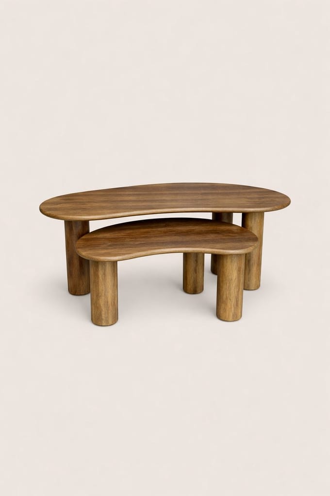 Salontafel Set van 2 Mangohout – Organisch – Bruin – Modern Design
