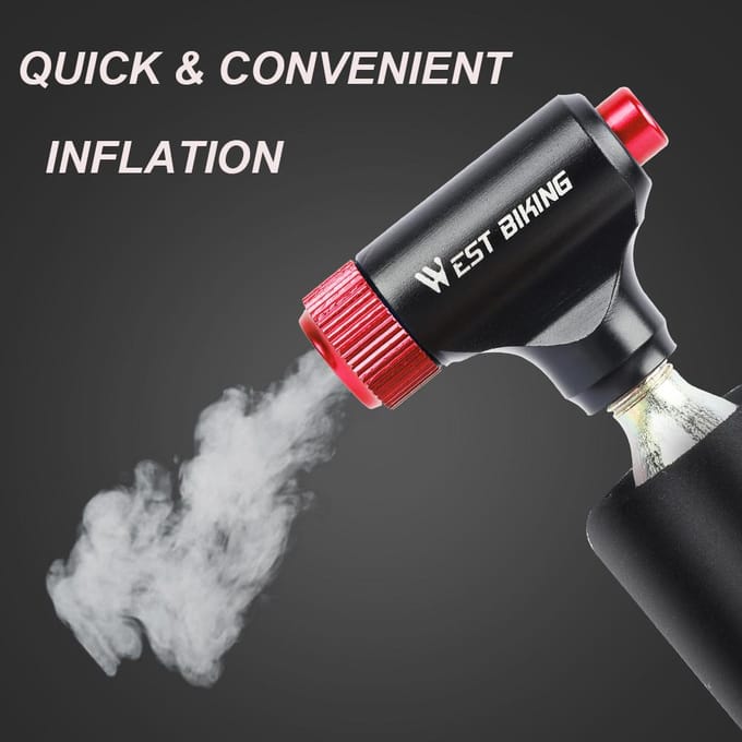Mini CO2-inflator Fietspomp Supersnelle bandenspanning Draagbare fietspomp Aluminiumlegering rood
