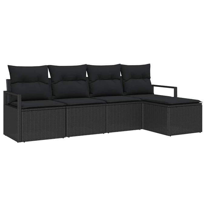 vidaXL Bankstel 5 st Zwart poly rattan