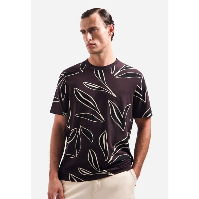 No Excess T-shirt crewneck aop dark brown
