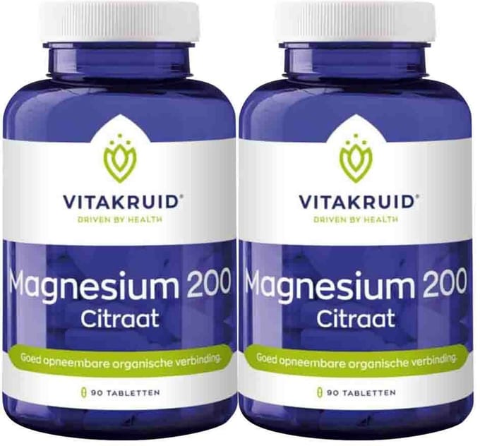 Vitakruid - Magnesium 200 Citraat - 2 x 90 tabletten - Voordeelverpakking