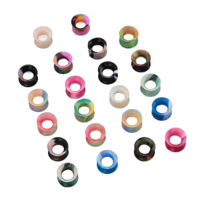 11 Paar 10mm Siliconen Oorpluggen Stretchkit Gemengde Kleuren Zachte Flexibele Oortunnel beige