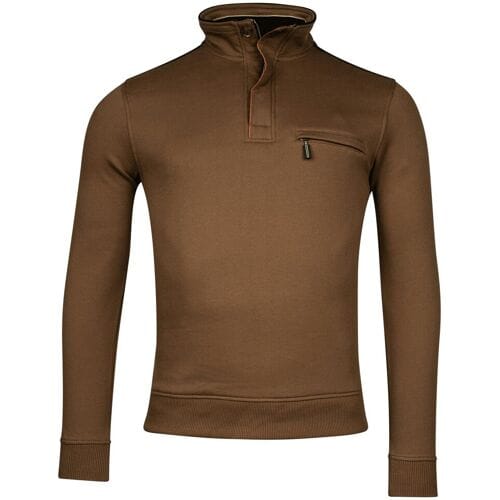 Baileys Trui Half Zip Allover Honeycomb Piqué Sweat Bruin / male