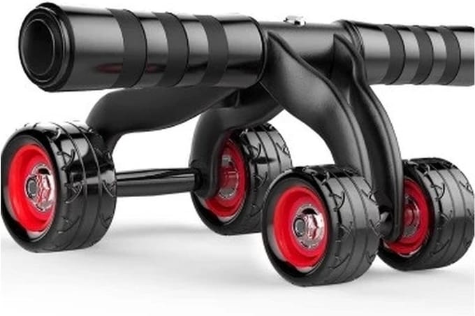 Buikspierroller Vier Wielen - Buiktrainer Fitnesswiel - Core Training - Stabiele Constructie - 1000 Gram - One Color