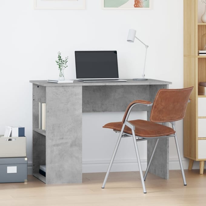 vidaXL - Bureau - 100x55x75 - cm - bewerkt - hout - betongrijs