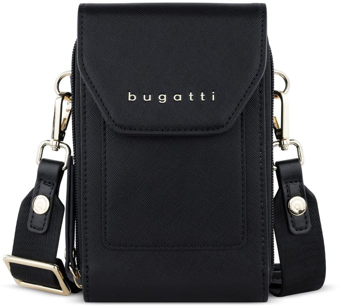 bugatti schoudertas telefoontasje Ella Crossover Bag Black Saffiano zwart