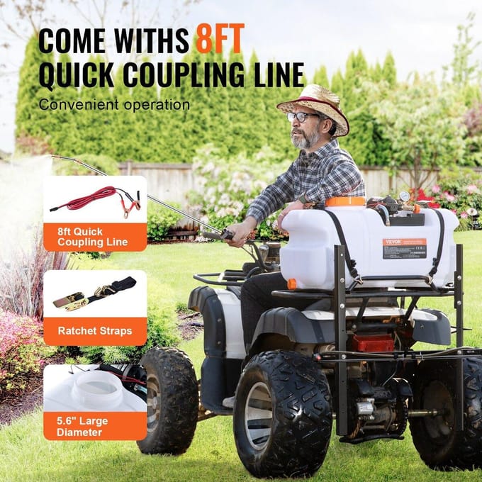 ATV Sproeier 60 L/15,9 Gal ATV/UTV Vleksproeier met Een Sproeiboom met Spuitdoppen 1,9 GPM