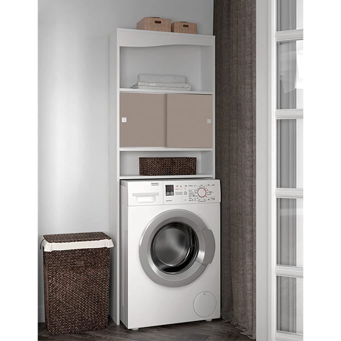 Interia Wasmachinekast Mya Wit - Taupe