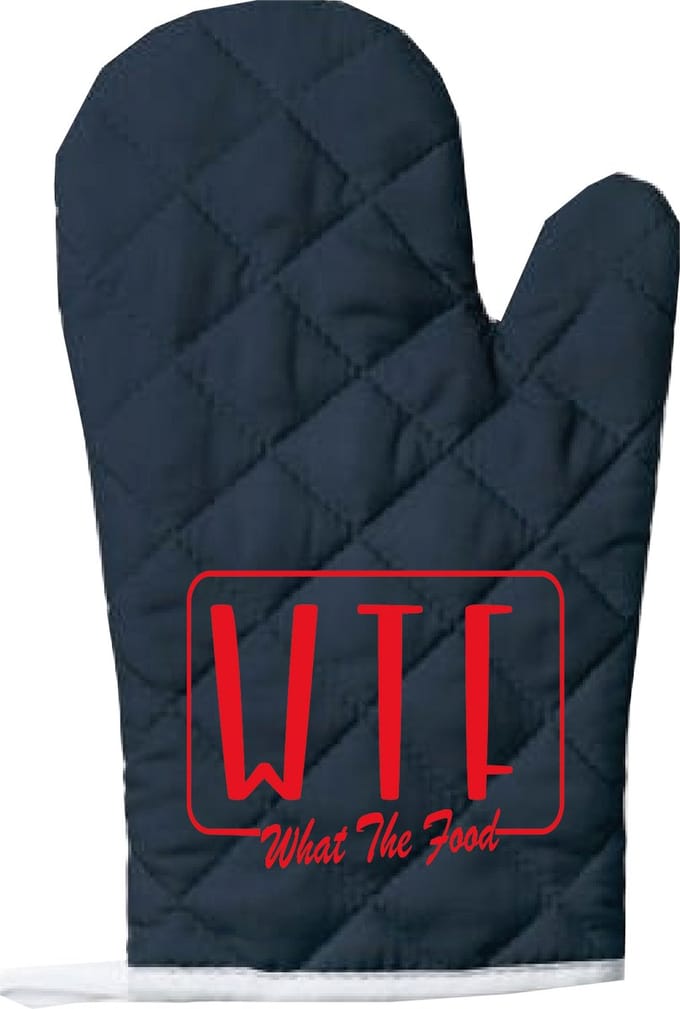 EIZOOK Functionele Ovenwant- Navy Blauw met Rode Opdruk WTF What The Food
