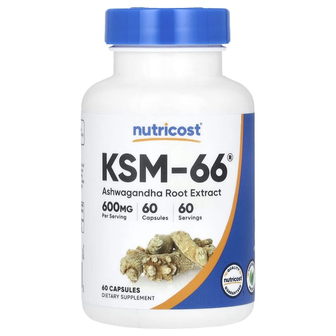 Nutricost, KSM-66, Ashwagandha-wortelextract, 600mg, 60 capsules