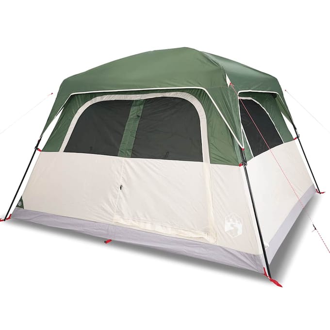 Vidaxl Tente Familiale, 6 Personnes, avec Cabine, Verte, Imperméable