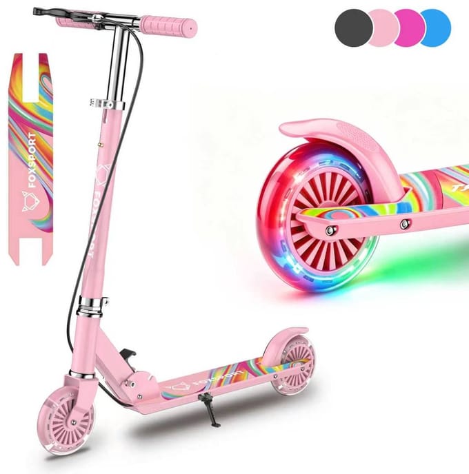 FOXSPORT Kinderstepjes - Kinderscooter -Kinderstep-Draagkracht tot 100 kg-Kick Step - Lagers ABEC-7- Drie instel - Roze