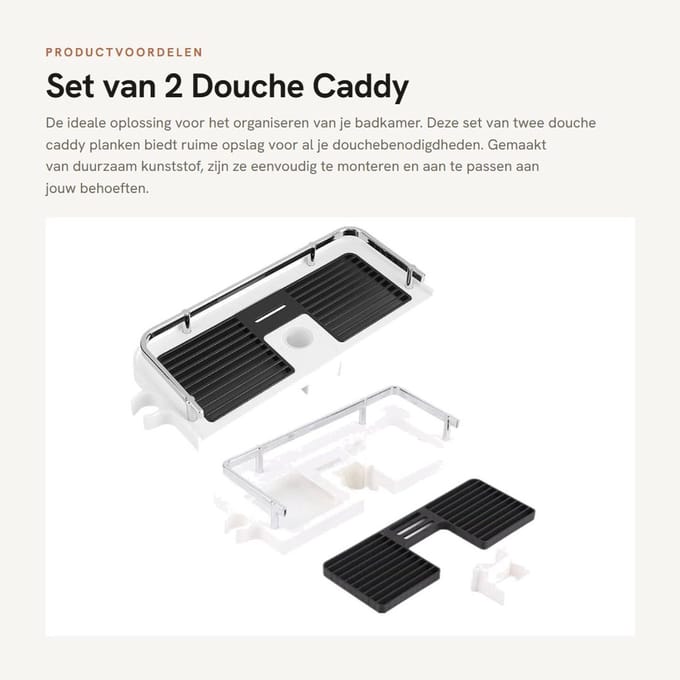 Dailygoods- Douche Caddy Verstelbaar - Douche Plank - Opslag Plank - Organizer - Toilettas Houder - Zeepbak