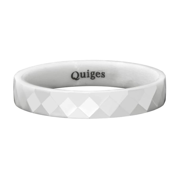 Quiges Stapelring Dames - Vulring Facet - Keramiek Wit - Maat 20 - Hoogte 4mm
