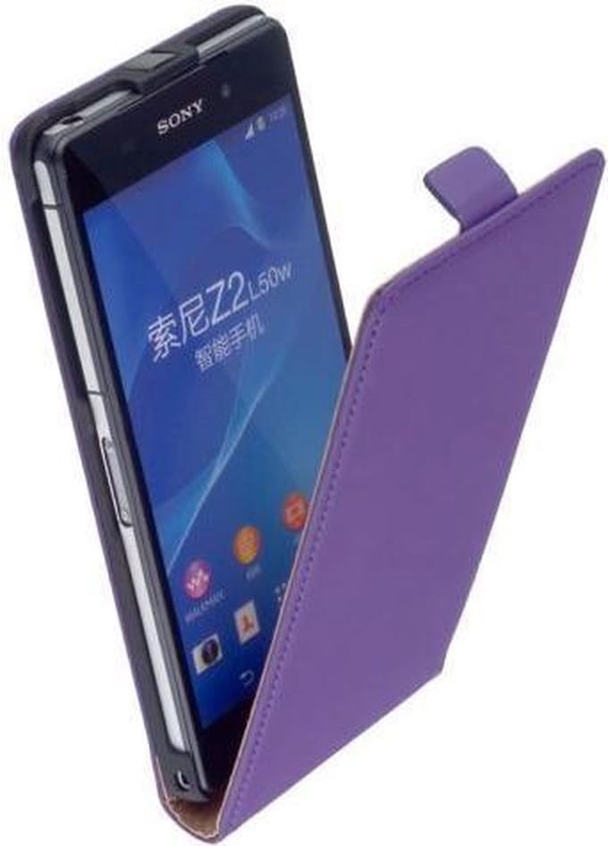 Lelycase Paars Lederen Flipcase Telefoonhoesje Sony Xperia Z2