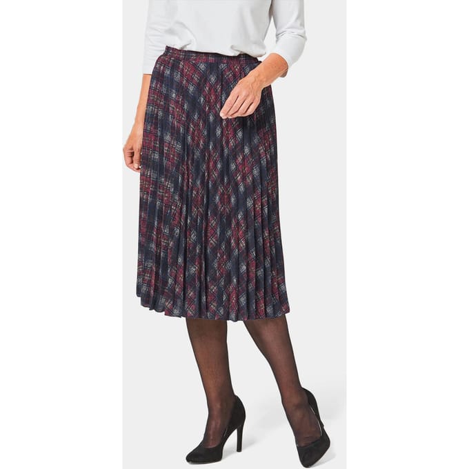 Goldner Plissé rok Elegante geruite rok met tailleband marine / donkerrood / geruit