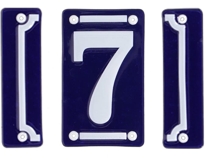Best for Boots huisnummer 7 - met sierrand - Oudhollands - emaille - blauw/wit