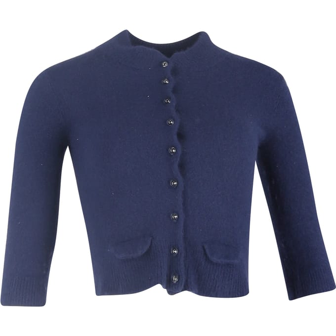 Mulberry cropped vest met knoopjes in blauwe wol