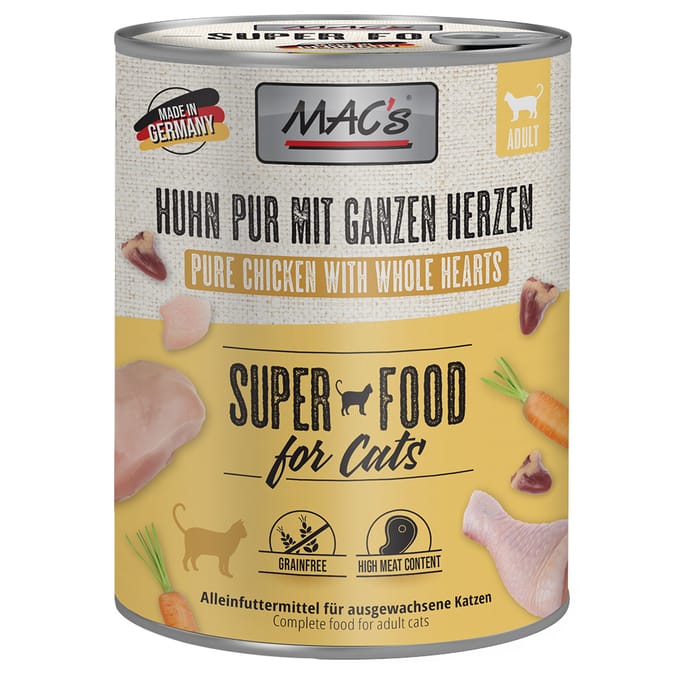 MAC's CAT - Puur blik 6x800g - Puur kip met hele kippenharten