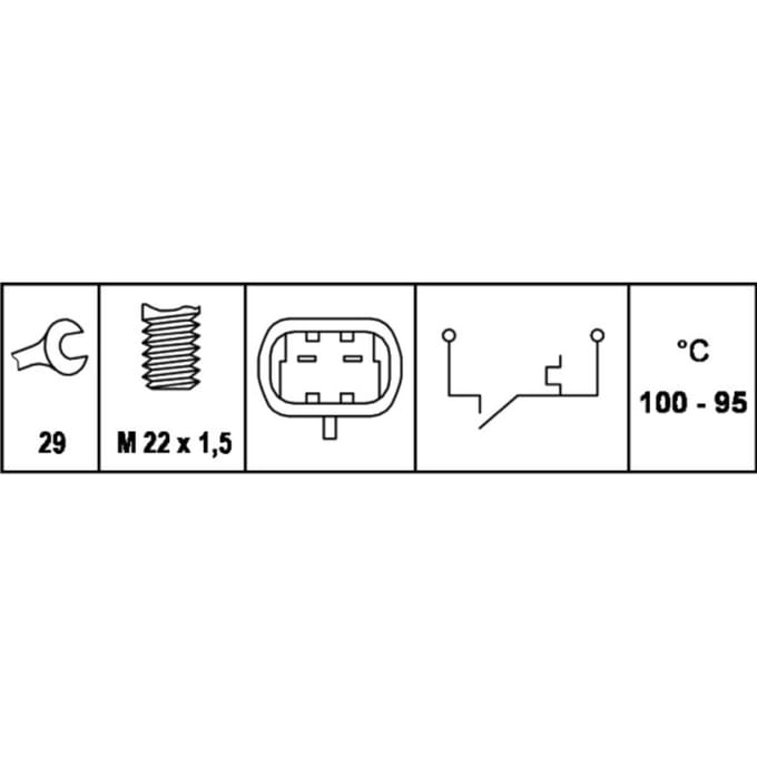 Temperatuurschakelaar, radiateurventilator HELLA 6ZT007 807-001