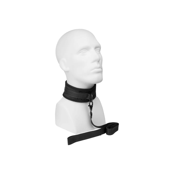 Rimba - Soft Bondage Halsband Met Leash - Zwart