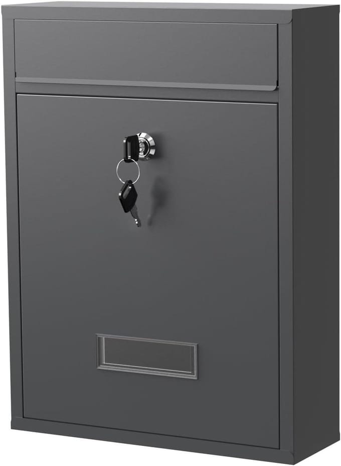 Brievenbus Wandmontage - Postbox Muur - Post Ontvangen - Afsluitbaar Met Sleutel - 26 x 35 cm - Antraciet