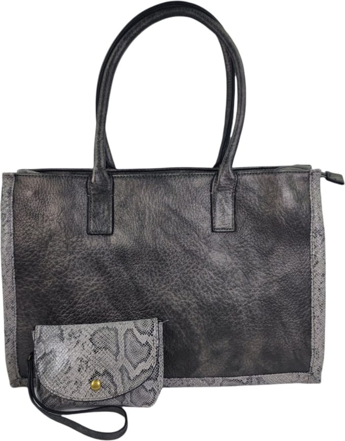 Handtas 100% vegan Mandoline metallic