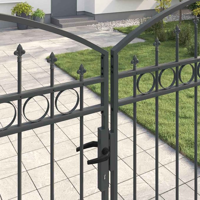 vidaXL - Hekpoort - ASSEN - 401 - x - 250 - cm - Staal - Grijs - Vergrendelbaar