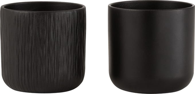 J-Line bloempot Gen - keramiek - zwart - extra small - 2 st. - Ø 11.5 cm