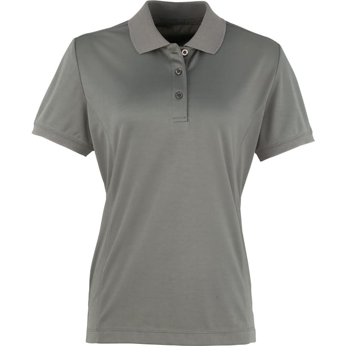 Premier Dames/dames Coolchecker korte mouw Pique Polo T-Shirt (Donkergrijs)