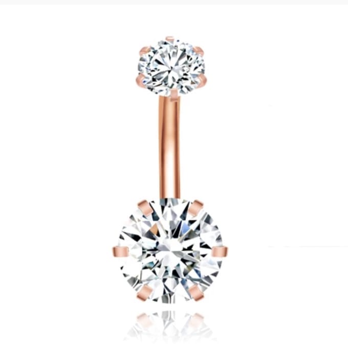 Piercing met 6-kant Zirkonia - Hexagon Rosegoudkleurig