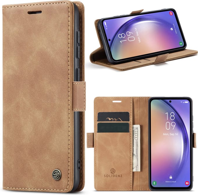 Solidenz Hoesje - Geschikt voor Samsung Galaxy A54 - Urban Book - Bruin