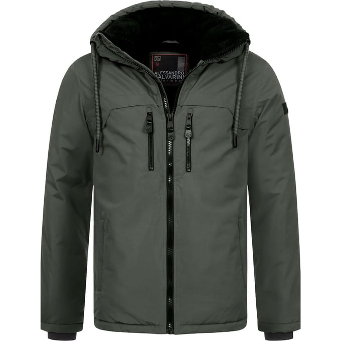 Alessandro Salvarini heren winterjas AS-332 met teddyvoering en capuchon