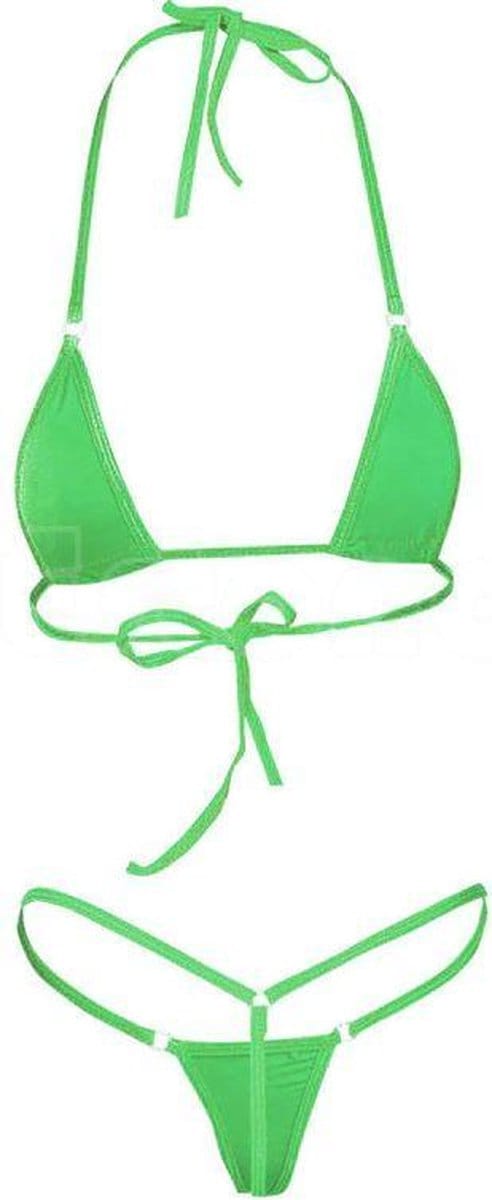 Micro Bikini - G- String - Halter Top - Licht Groen