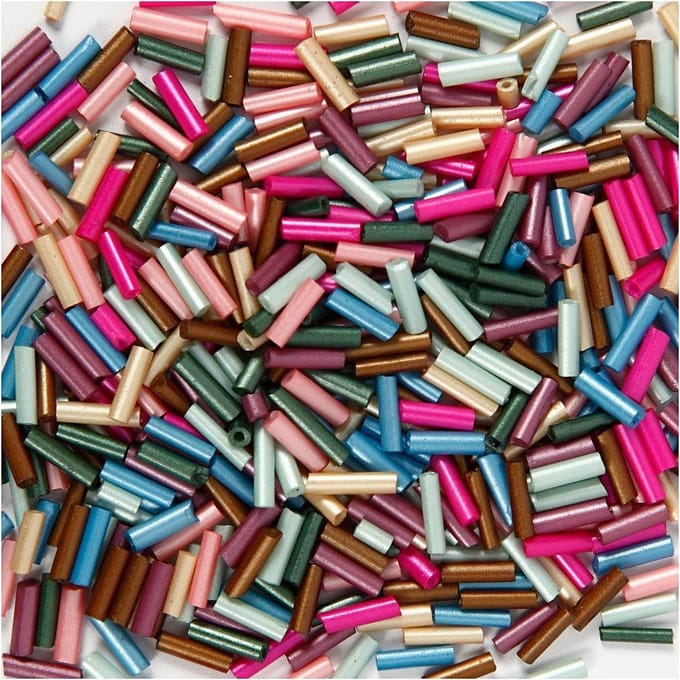 Kralen Mix, L: 6 mm, d 1,5-2 mm, gatgrootte 1 mm, metallic kleuren, 130 gr