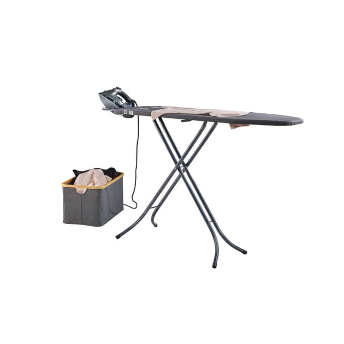 Leifheit Strijkplank Classic M Basic - In Hoogte Verstelbaar - Vast Strijkijzerplateau - Zwart - 120x38cm