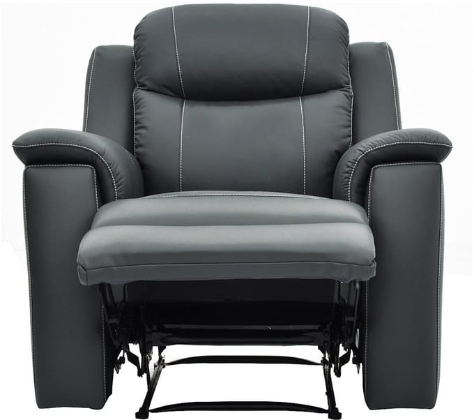 Vente-unique Driezits, tweezits relaxbank en relaxfauteuil EVASION van leer - grijs