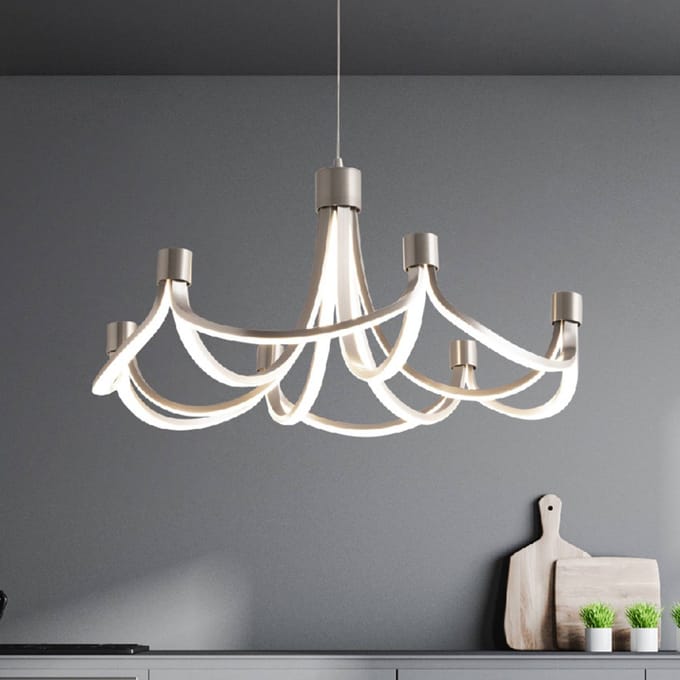 Näve LED hanglamp Festos, nikkel mat, dimbaar