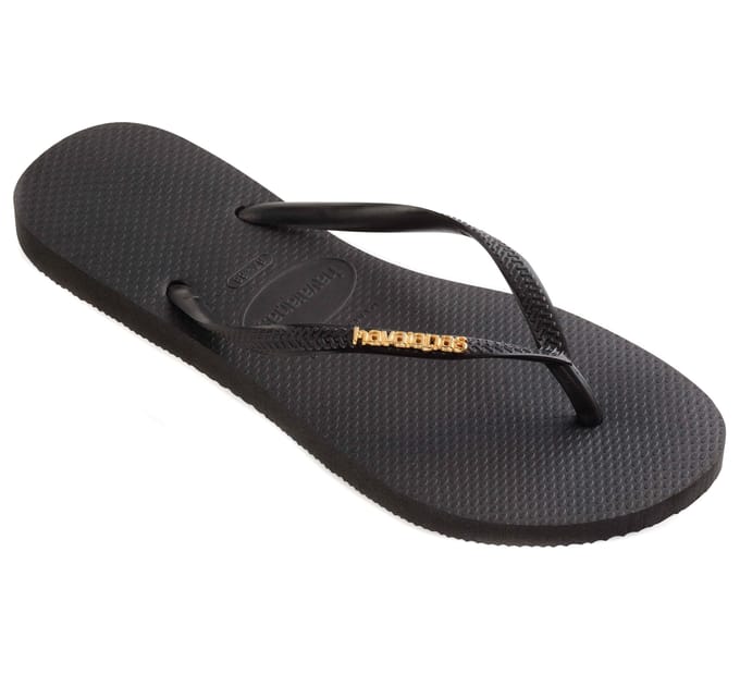 Havaianas Slim Logo Metallic Slippers - Zwart - Goud