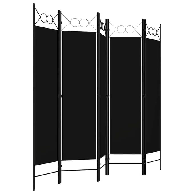 vidaXL - Kamerscherm - met - 5 - panelen - 200x180 - cm - zwart