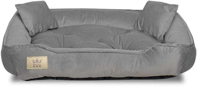 Hondenbed, box, 75x65 cm, grijs fluweel