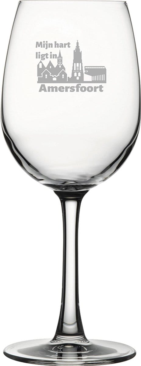 Gegraveerde witte wijnglas 36cl Amersfoort