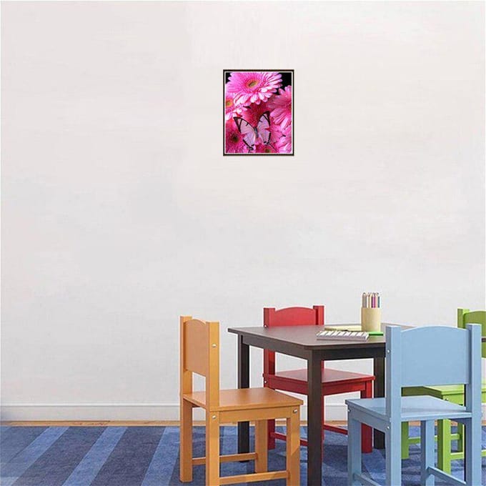 5D Diamond schilderij bloem Daisy vlinder kruissteek 20X30CM pink