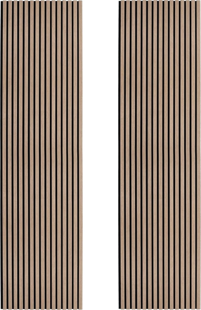 Akoestische lamellenpanelen x2 - licht walnoot - 240x60 cm